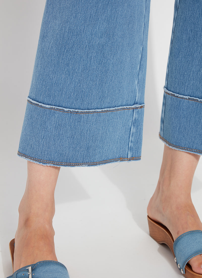 MARGO HI WAIST WIDE CROP DENIM-BLEACHED BLUE-LYSSE