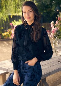 FLOCKED MESH SWEATER-BLACK-FDJ FRENCH DRESSING