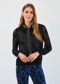 FLOCKED MESH SWEATER-BLACK-FDJ FRENCH DRESSING