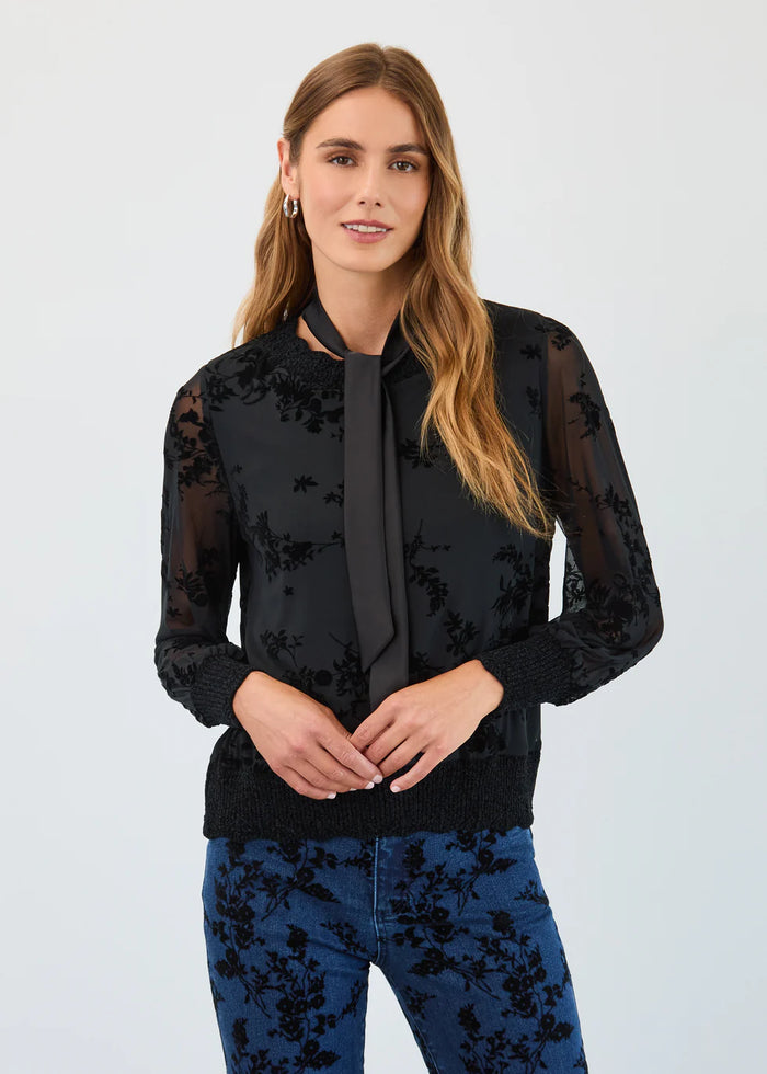 FLOCKED MESH SWEATER-BLACK-FDJ FRENCH DRESSING