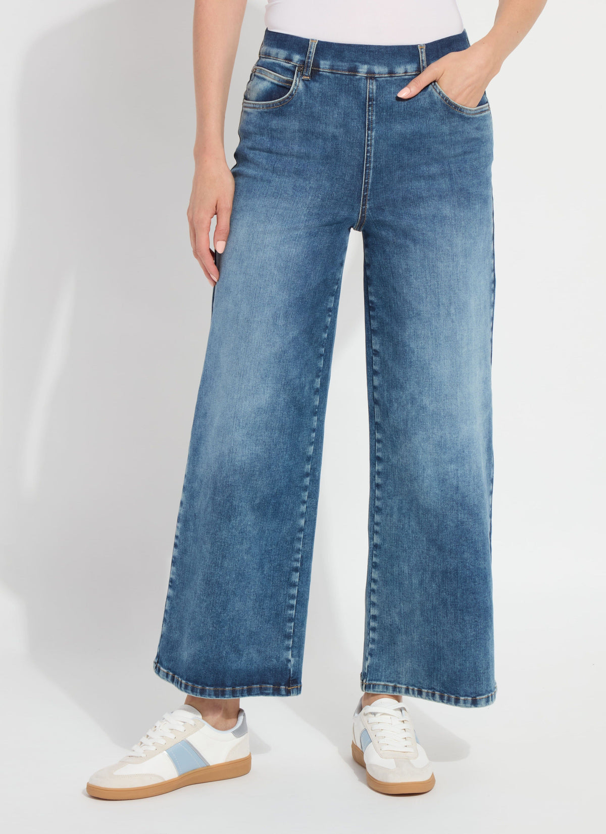 SYLVIE WIDE LEG PREMIUM DENIM-HI LOW MID WASH-LYSSE
