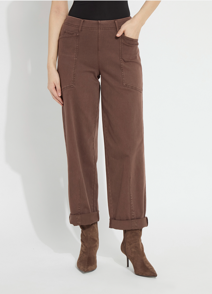 PENELOPE CURVED CUFFED DENIM BARREL LEG-COCOA-LYSSE