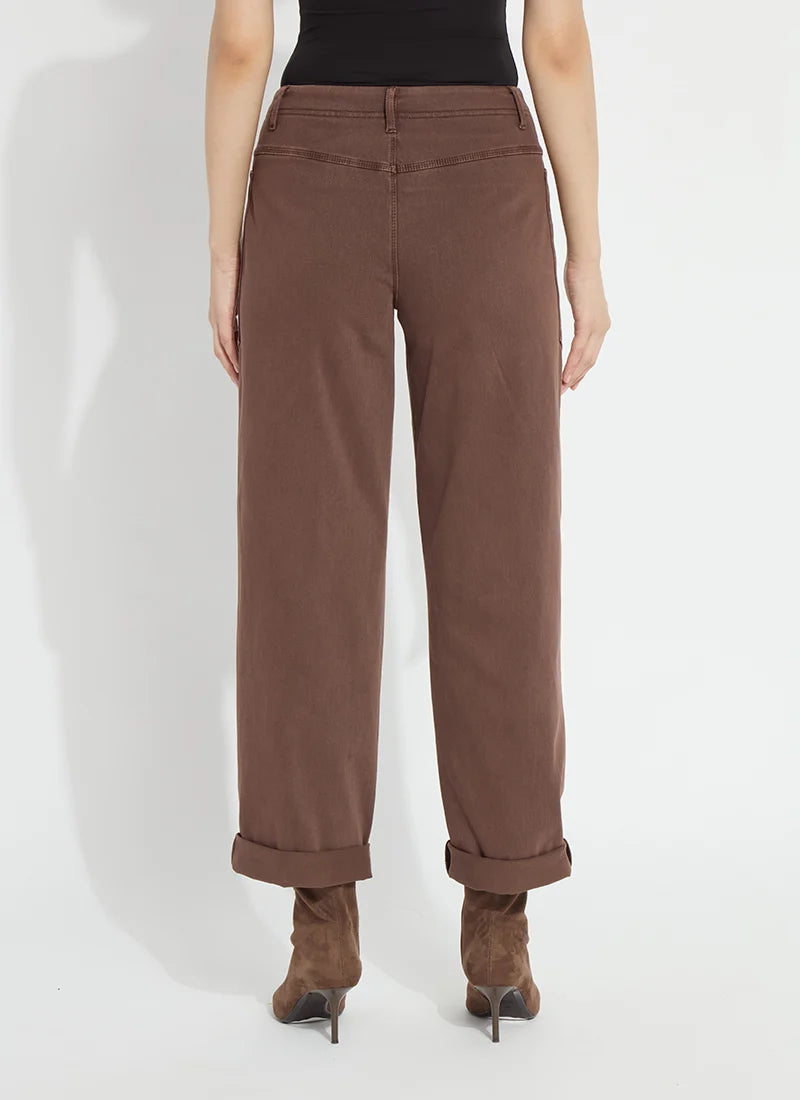 PENELOPE CURVED CUFFED DENIM BARREL LEG-COCOA-LYSSE