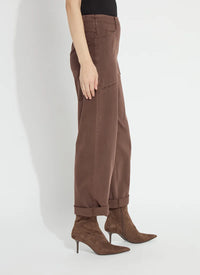 PENELOPE CURVED CUFFED DENIM BARREL LEG-COCOA-LYSSE