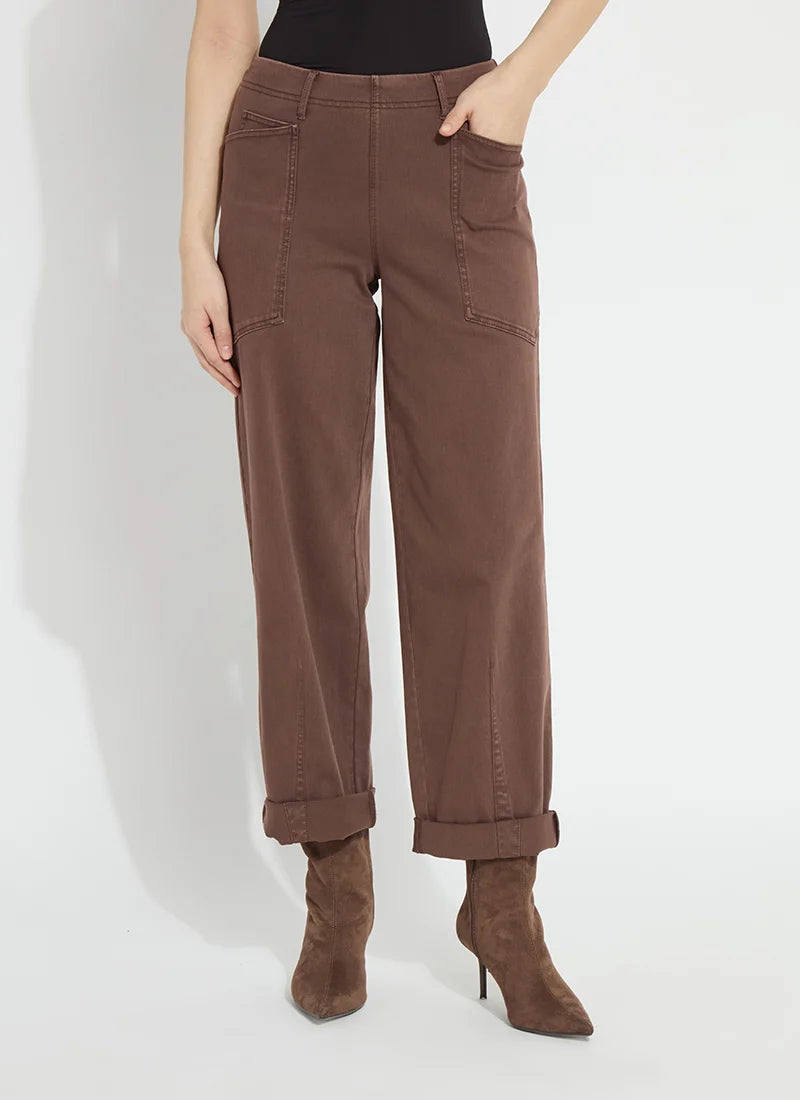 PENELOPE CURVED CUFFED DENIM BARREL LEG-COCOA-LYSSE