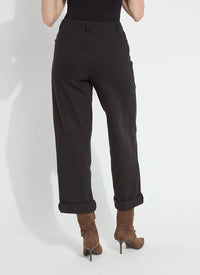PENELOPE CURVED CUFFED DENIM BARREL LEG-BLACK-LYSSE