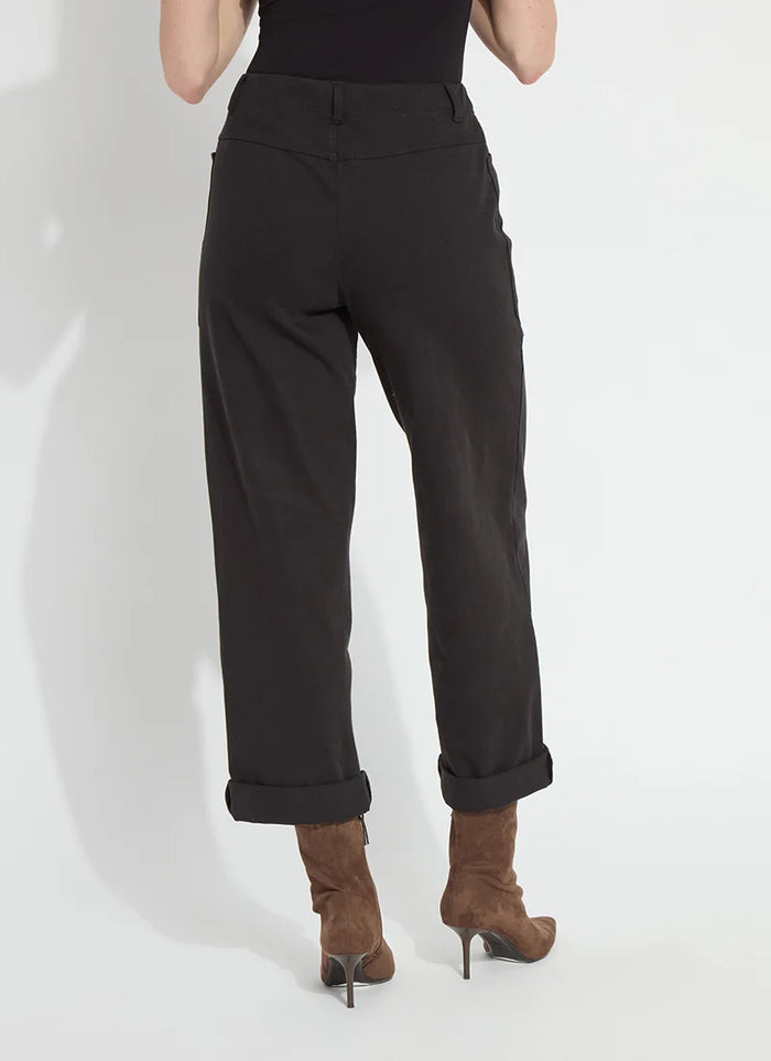 PENELOPE CURVED CUFFED DENIM BARREL LEG-BLACK-LYSSE