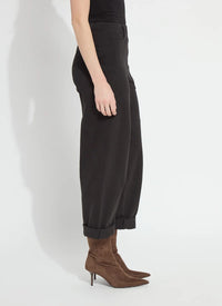 PENELOPE CURVED CUFFED DENIM BARREL LEG-BLACK-LYSSE