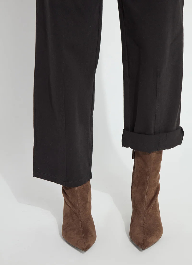 PENELOPE CURVED CUFFED DENIM BARREL LEG-BLACK-LYSSE