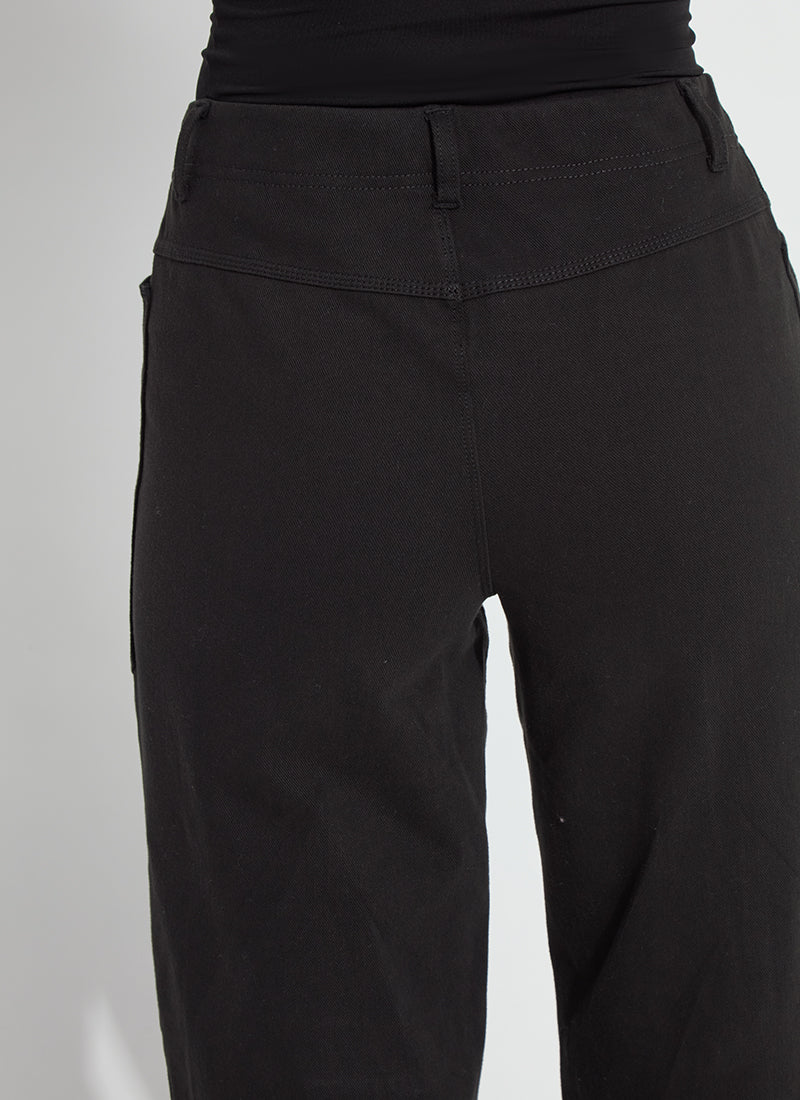 PENELOPE CURVED CUFFED DENIM BARREL LEG-BLACK-LYSSE