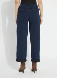PENELOPE CURVED CUFFED DENIM BARREL LEG-INDIGO-LYSSE