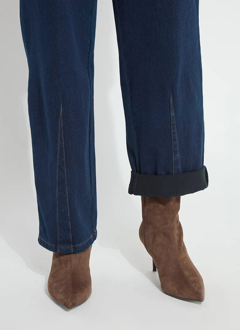 PENELOPE CURVED CUFFED DENIM BARREL LEG-INDIGO-LYSSE