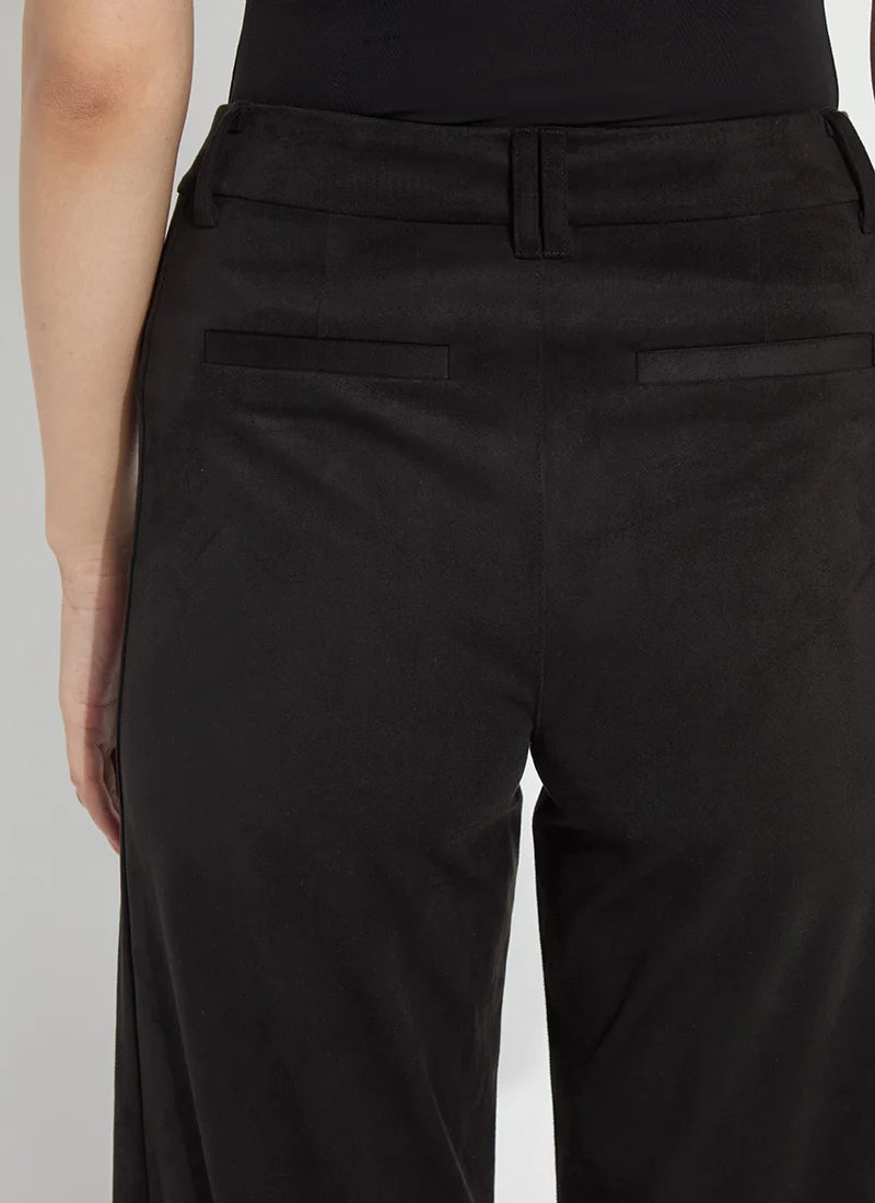 VIONETTE VEGAN SUEDE WIDE LEG TROUSER-BLACK-LYSSE