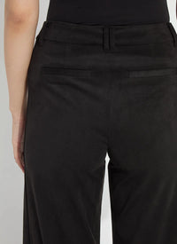 VIONETTE VEGAN SUEDE WIDE LEG TROUSER-BLACK-LYSSE