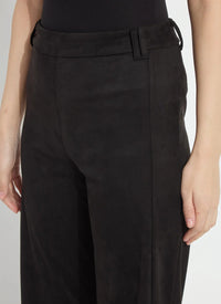 VIONETTE VEGAN SUEDE WIDE LEG TROUSER-BLACK-LYSSE