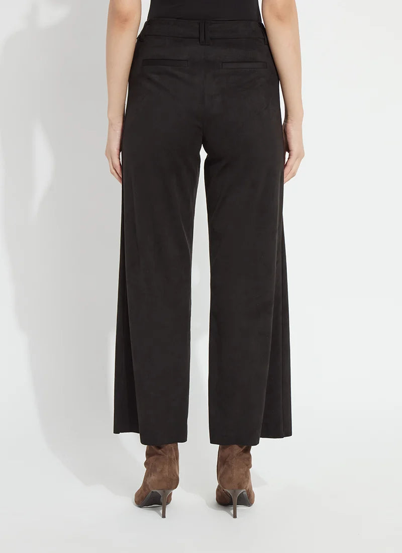 VIONETTE VEGAN SUEDE WIDE LEG TROUSER-BLACK-LYSSE