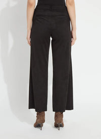VIONETTE VEGAN SUEDE WIDE LEG TROUSER-BLACK-LYSSE