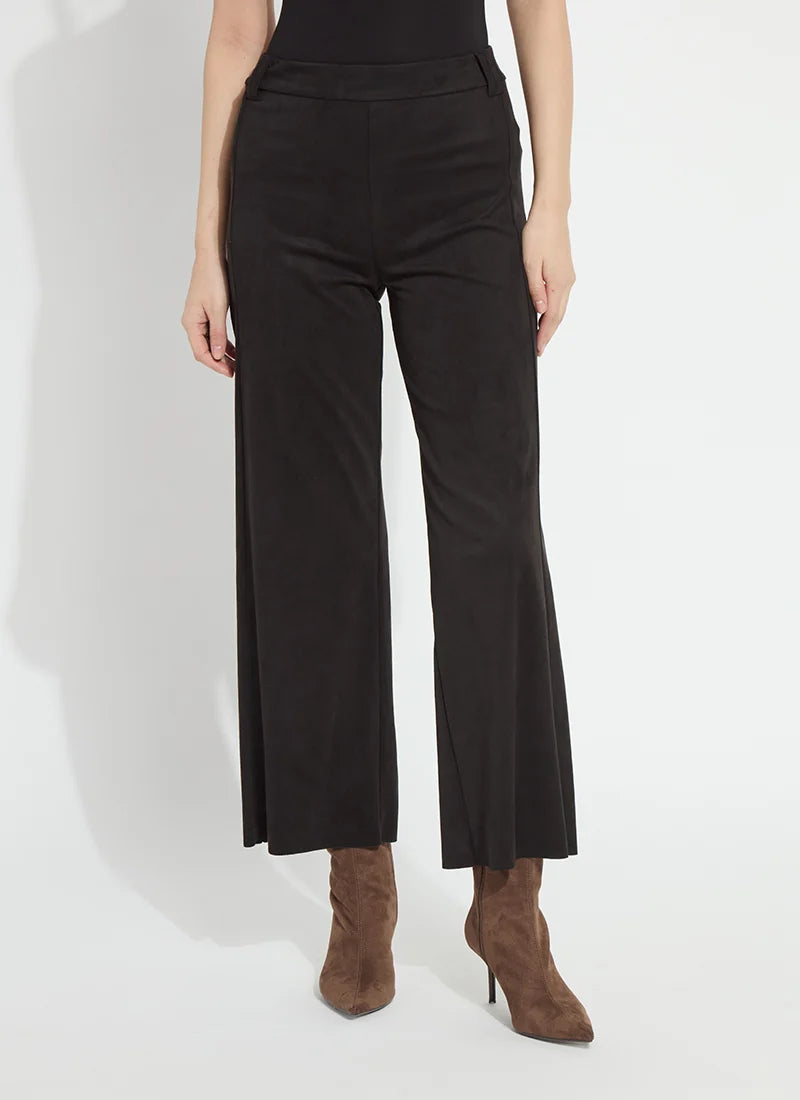 VIONETTE VEGAN SUEDE WIDE LEG TROUSER-BLACK-LYSSE