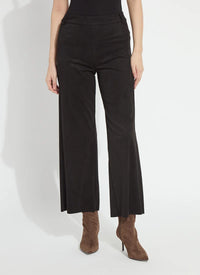 VIONETTE VEGAN SUEDE WIDE LEG TROUSER-BLACK-LYSSE