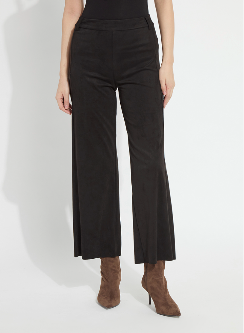 VIONETTE VEGAN SUEDE WIDE LEG TROUSER-BLACK-LYSSE