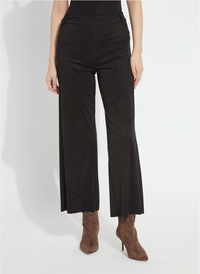 VIONETTE VEGAN SUEDE WIDE LEG TROUSER-BLACK-LYSSE