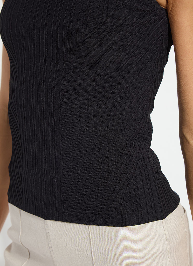ANDREIA RIBBED KNIT TANK-BLACK-LYSSE