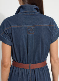 ZELDA MIDI BELTED DENIM DRESS-INDIGO-LYSSE