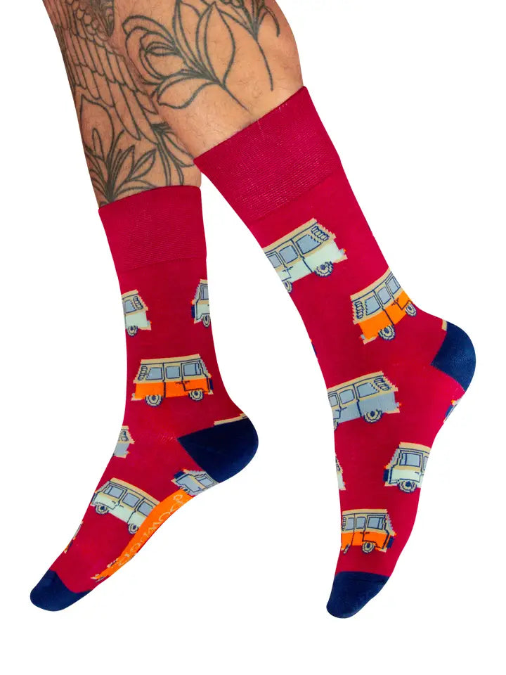 MEN'S VINTAGE VAN FUSCHIA SOCKS-POWDER