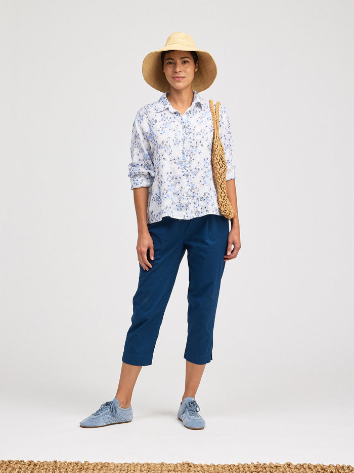 MORNING GLORY CROP SHIRT-WHITE-CUT LOOSE
