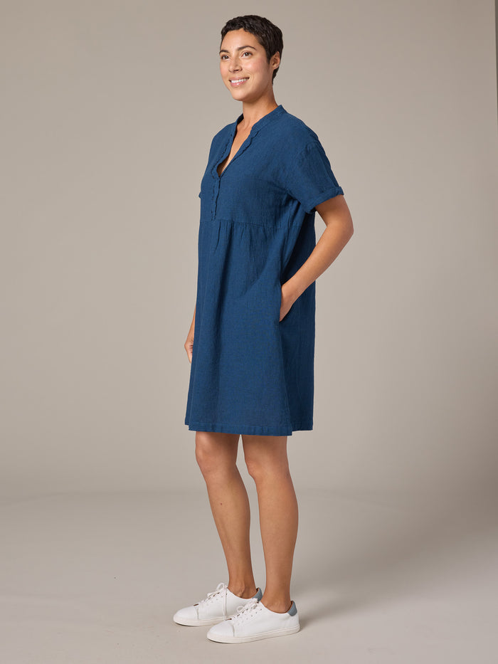 RELAXED CAP SLEEVE DRESS-NAVAL-CUT LOOSE