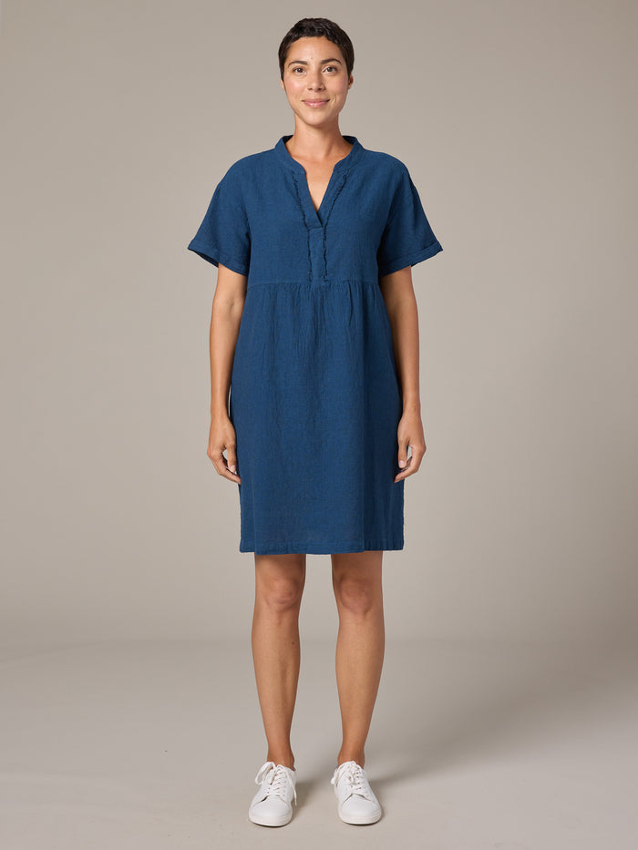 RELAXED CAP SLEEVE DRESS-NAVAL-CUT LOOSE