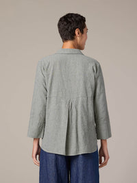 CROSS HATCH CROP EASY SHIRT-BELLFLOWER-CUT LOOSE