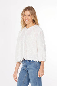 3/4 SLEEVE LACE TOP-WHITE-MODODOC