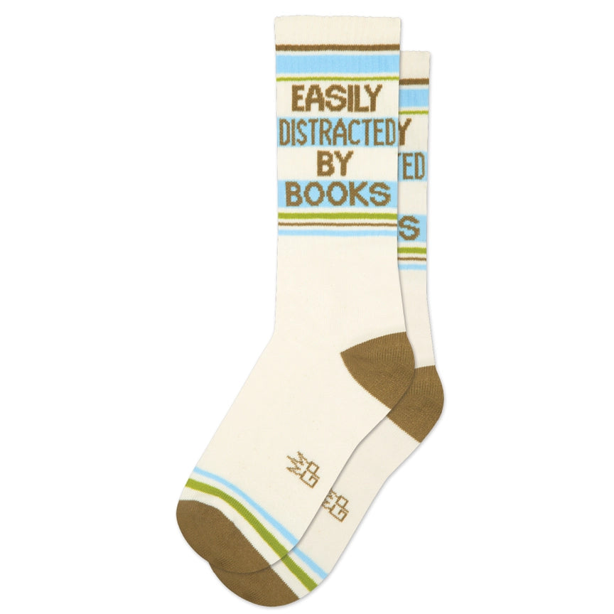 EASILY DISTRACTED BY BOOKS CREW SOCKS-GUMBALL POODLE