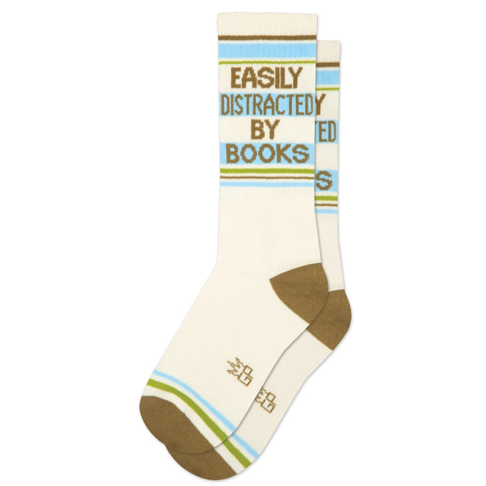 EASILY DISTRACTED BY BOOKS CREW SOCKS-GUMBALL POODLE