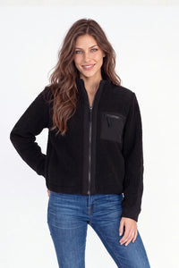 COZY SHERPA JACKET-BLACK-MODODOC