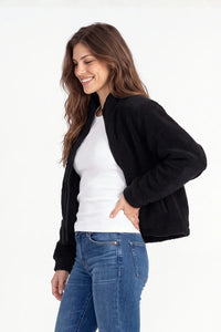 COZY SHERPA JACKET-BLACK-MODODOC