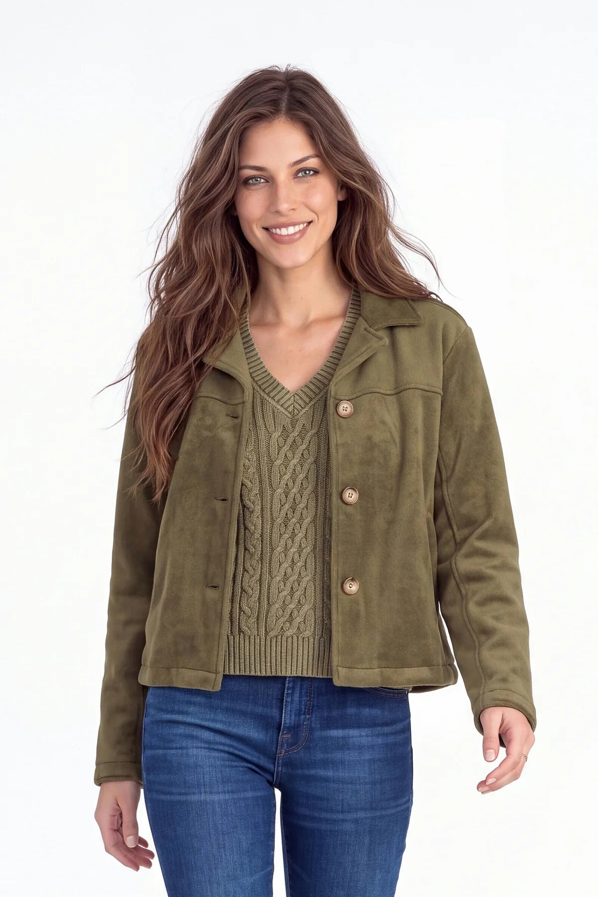 SEAMED SWING JACKET-OLIVE-MODODOC