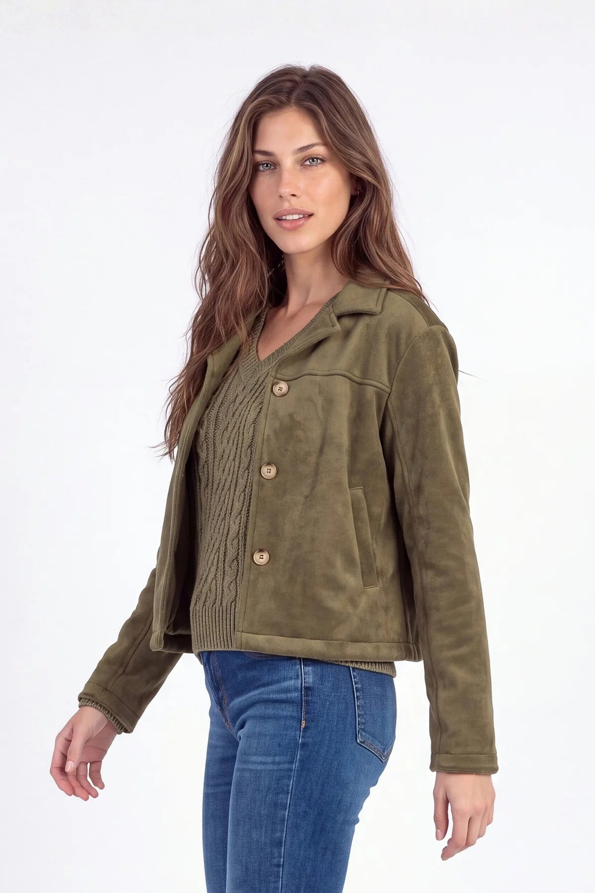 SEAMED SWING JACKET-OLIVE-MODODOC