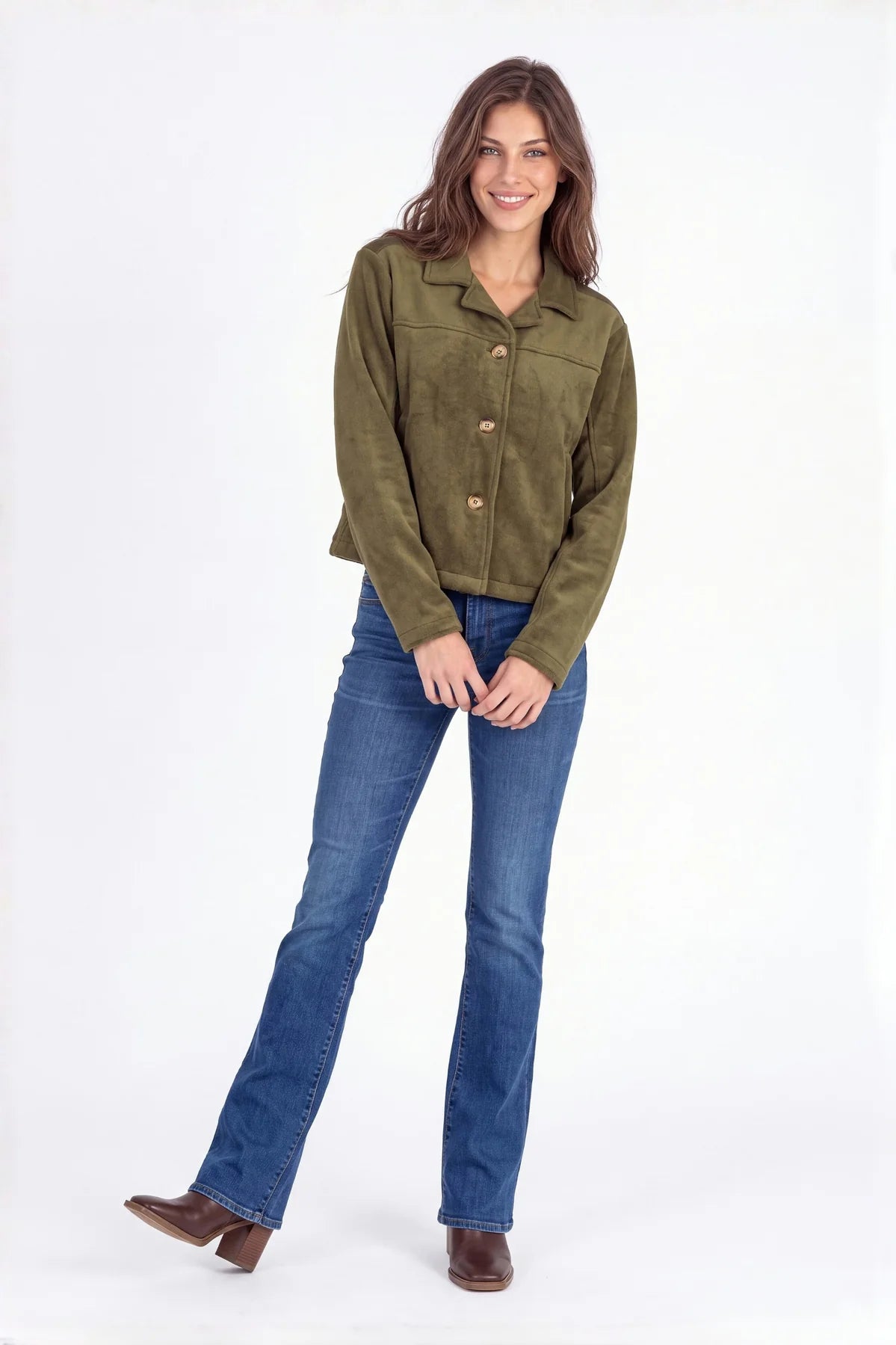 SEAMED SWING JACKET-OLIVE-MODODOC