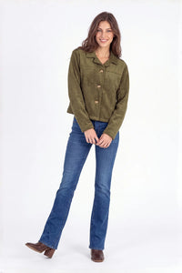 SEAMED SWING JACKET-OLIVE-MODODOC