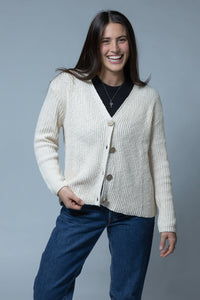 RIBBED 4 BUTTON CARDIGAN 100% COTTON-AVALIN
