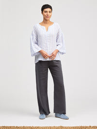 SPLIT NECK PULLOVER SHIRT-LAUNDERED-CUT LOOSE