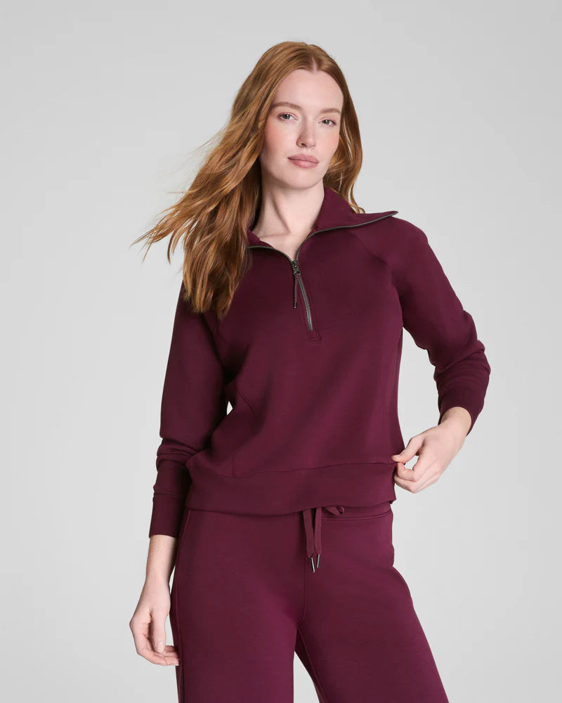 AIRESSENTIALS HALF ZIP-PLUM BERRY-SPANX
