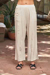 LINEN SIDE SLIT PANT-OATMEAL-PAPARAZZI
