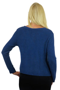 3/4 SLEEVE V-NECK COMFORT COLLECTION-DENIM- LA CERA