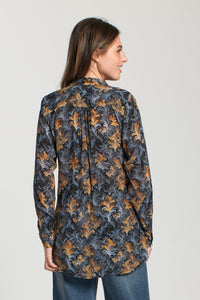 GOLD LEAF HALF BUTTON-UP PULLOVER TUNIC-APNY