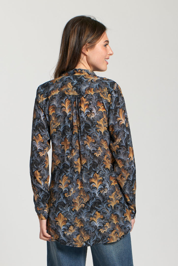 GOLD LEAF HALF BUTTON-UP PULLOVER TUNIC-APNY