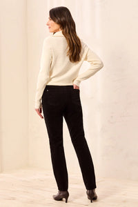 MICRO-CORD AUDREY PULL ON SLIM ANKLE PANT-BLACK-TRIBAL
