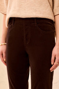 MICRO-CORD AUDREY PULL ON SLIM ANKLE PANT-SADDLE BROWN-TRIBAL